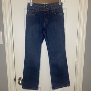Wrangler Jeans Denim Flare Leg Adjustable Waist Dark Wash Girls 10 Regular